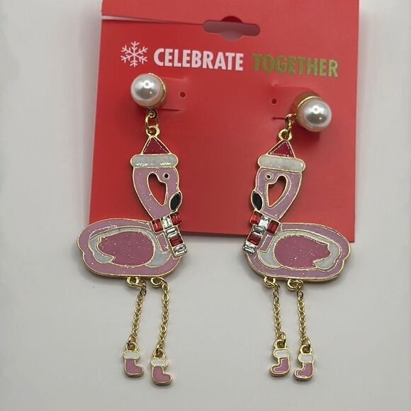 Celebrate Together Pink Flamingo Earrings - Picture 1 of 4